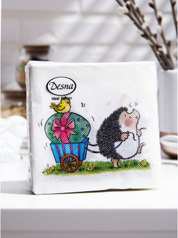 Цена за 4 шт. Салфетки бумажные пасхальные «Веселый ёжик», 1 слой, 24×24 см, 40 шт.