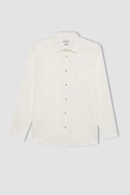 Хлопковая рубашка с длинными рукавами и воротником поло стандартного кроя - Defacto фото 7