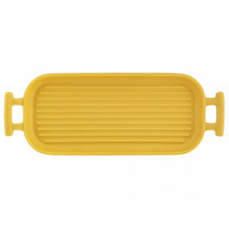 Форма для запекания керамическая "Модерн" 360мл, 26,5х10,8х2,5см, гриль, прямоугольная, 2 ручки, общая длина 32см, желтый, в коробке (Китай)