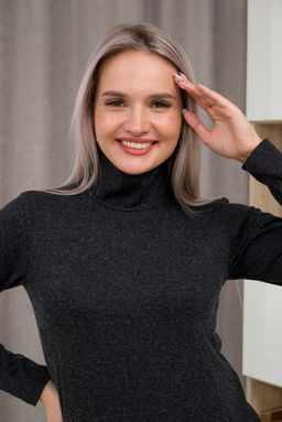 Водолазка женская из ангоры однотонной Беатрисса антрацит - Амадэль фото 3