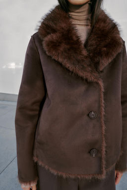 REVERSIBLE DOUBLE-FACED FAUX FUR JACKET - Zara фото 18