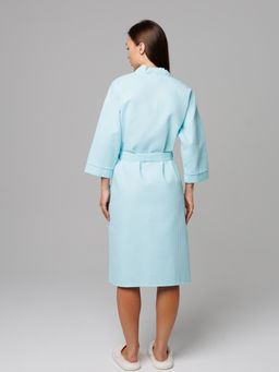 Женский укороченный вафельный халат с планкой мятный В-11 (19) - Росхалат фото 7