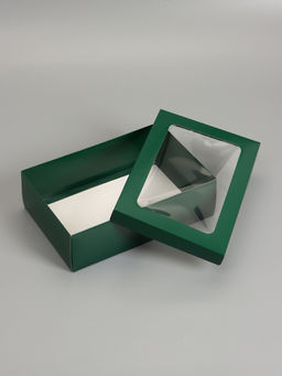 Цена за 5 шт. Коробка складная, крышка-дно «Армейский зелёный», с окном, 30×20×9 см