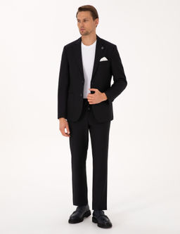 Lacivert Slim Fit Tak_m Elbise