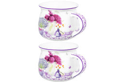 Набор 2 кружек 250 мл 11*8,5*7 см "Лаванда", бочонок, NEW BONE CHINA