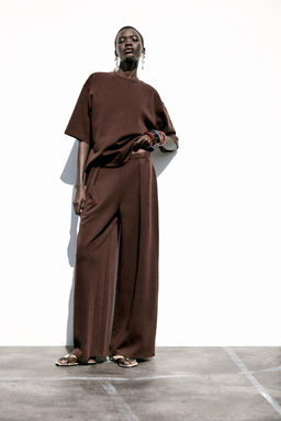 WASHED-EFFECT INTERLOCK TROUSERS