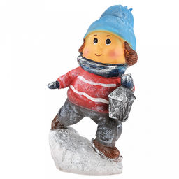 Скульптура-фигура для сада из полистоуна "Мальчик с фонариком" 13х8х20см (Россия)