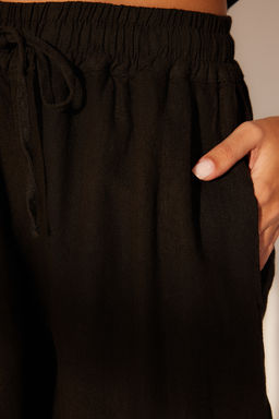 Bej %100 Keten Beli Lastikli Yuksek Bel Ekstra Wide Leg Pantolon TWOSS24JE00251 - Trendyolmilla фото 11