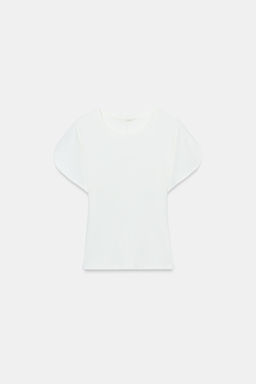 CAMISETA MANGA ABULLONADA / Blanco roto