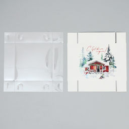 Цена за 5 шт. Коробка для макарун «С Новым годом!», акварельный рисунок, 12×12×3.5 см