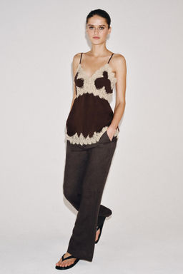 TOP LENCERO ENCAJE ZW COLLECTION / Marr?n - Zara фото 4