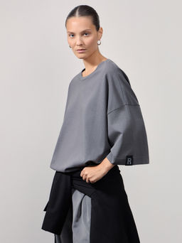 Футболка оверсайз из плотного хлопка / Zarina  фото 9