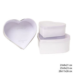 Коробка подарочная 3 штуки Сердце набор белая / B9825 /уп 30/ прозрачная крышка