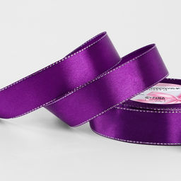 Цена за 2 шт. Лента атласная, с серебряным люрексом, 25 мм, 23±1 м, фиолетовая №35