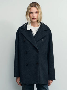 Двубортное полупальто свободного силуэта / Zarina фото 7