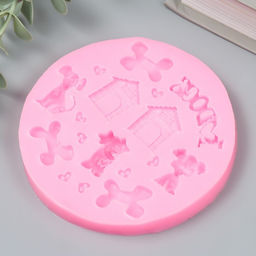 Молд силиконовый «Пёсики и будки» 1 × 8,8 × 8,8 см