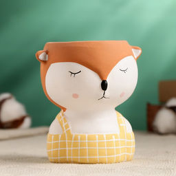 Горшок для цветов «Милая Лисичка в жёлтом комбинезоне» керамический, 330 мл, 6×11 см