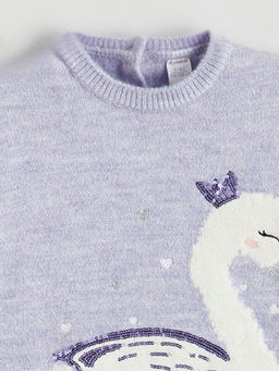 Ku?u Desenli K?z ?ocuk Triko Kazak