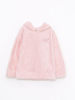 Kap??onlu Nak??l? Uzun Kollu Pel?? K?z ?ocuk Sweatshirt