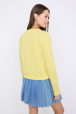 Teen Ac?k Sar? Dugmeli Regular/Normal Kal?p Orme Sweatshirt TWOAW26SW00162