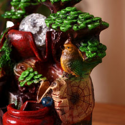 Фонтан настольный «Птички на брёвнышке у мельницы», 12×16×27 см, с подсветкой