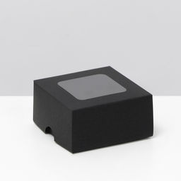 Цена за 10 шт. Коробка складная, крышка-дно, с окном, черная, 8 х 8 х 4 см