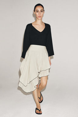 FALDA ASIM?TRICA VOLANTES ZW COLLECTION / Beige / Verde