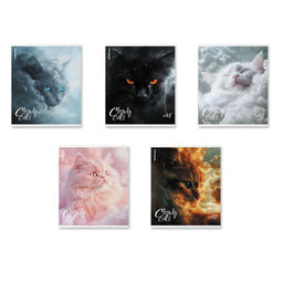 АКЦИЯ Цена за 5 шт. Тетрадь общая ученическая ErichKrause Cloudy Cats, 48 листов, клетка, матовая ламинация_MIX-PACK