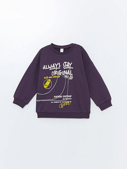 Bisiklet Yaka Uzun Kollu Bask?l? Erkek Bebek Sweatshirt