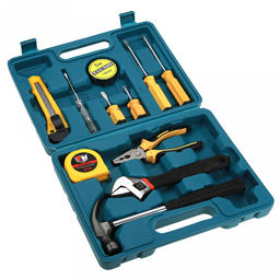 Набор инструментов 11 предметов: нож строительный 18мм 15х3,8х1,5см, рулетка 2м пластмассовый корпус, плоскогубцы 14,5х5,5х1,7см, молоток-гвоздодер металлический пластмассовая ручка 24х9х2,2см; ключ разводной 19,5х5х1,5см, максимальная ширина захвата