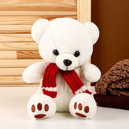 Мягкая игрушка «Мишка в шарфе», 24 см, цвет белый