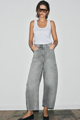 JEANS ZW COLLECTION ANKLE BALLOON TIRO MEDIO / Gris - Zara фото 7
