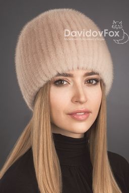 ВИДЕООБЗОР шапка Сноп норка дымчатая роза