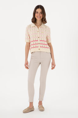 Kad_n Bej Toothpick Fit Kanvas Pantolon
