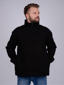 Свитшот СМ-3 черный, футер начес - Малина фото 4