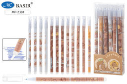 Цена за 3 шт. Ручка гелевая стираемая BASIR "Капибара" (MP-2381) синяя, 0.5мм, корпус цветной с рисунком