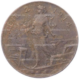 Монета 2 чентезимо 1914 года Италия