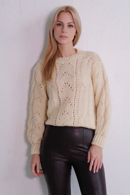 10508 Джемпер с ажуром слоновая кость - Martichelli фото 5
