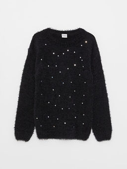 Bisiklet Yaka Pul ??lemeli Uzun Kollu K?z ?ocuk Triko Kazak - Waikiki фото 3