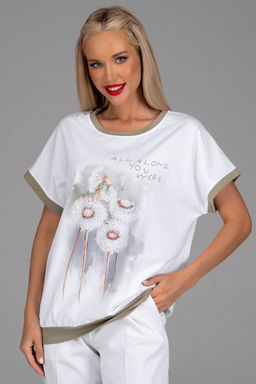 Футболка Лорея (хаки/одуванчики)