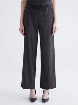 Beli Lastikli ?izgili Kad?n Pantolon