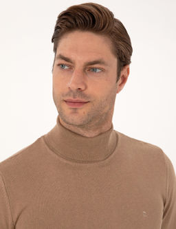 Camel Slim Fit Bal_k__ Yaka Basic Triko Kazak - Pierre cardin фото 2