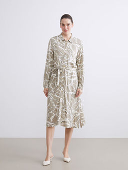 Beli Ku?akl? Desenli G?mlek Elbise