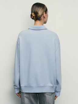 Свитшот с отложным воротником и вышивкой / Zarina  фото 5