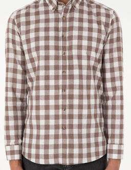 Kahverengi Kareli Regular Fit Uzun Kollu G_mlek - Pierre cardin фото 6