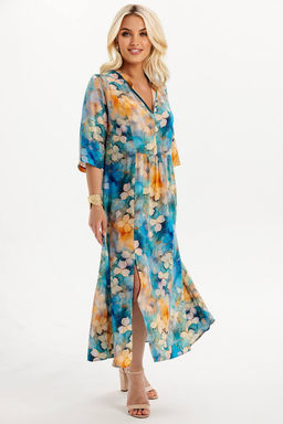 Платье штапель 6143/05/Бирюзовый, бежевый - Rise фото 4