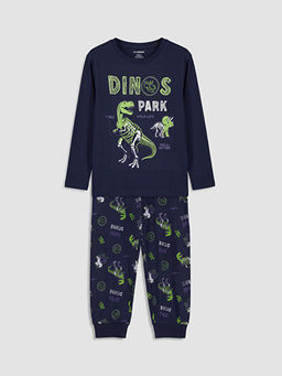 Bisiklet Yaka Bask?l? Erkek ?ocuk Pijama Tak?m