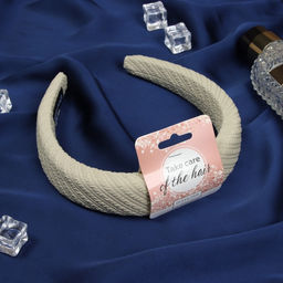 Ободок для волос «Жаннет», классик орнамент, 3 см, бежевый