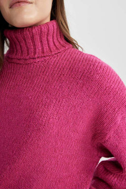 Свитер-туника с высоким воротником оверсайз - Defacto фото 6