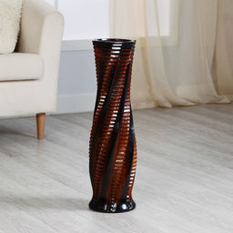 Ваза напольная «Линнет», винт, d=12 см, 15×60 см, керамика, коричневая